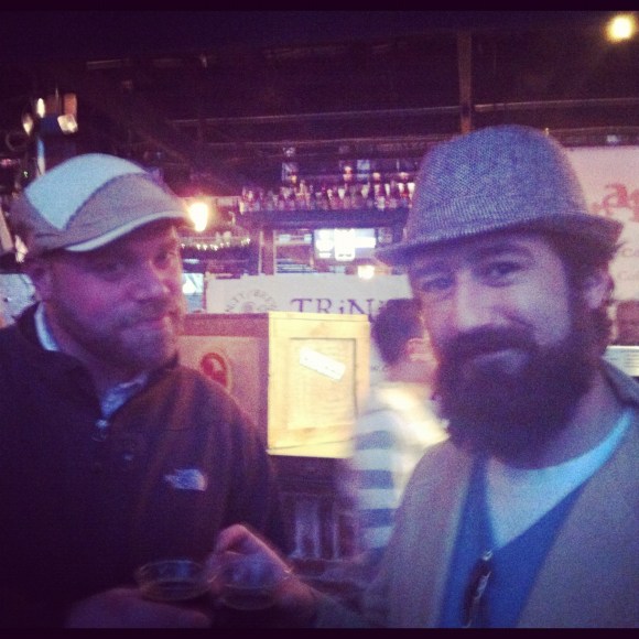 We were lucky enough to happen upon @Moush_Tastic (left) and Gino (right) at the Denver Bacon and Beer Festival on Sunday.  @Moush_Tastic has been in Denver about two years and enjoys changing up his facial hairstyles between the stand alone 'stache and the beard, and Gino's a Denver native who's been growing his beard about two-and-a-half months and will keep it until January, when a trip to Mexico may call for shaving it (we hope he reconsiders, though!) These buddies were thoroughly enjoying the bacon and the beer and their beards added to the fabulousness of the event. Cheers dudes!