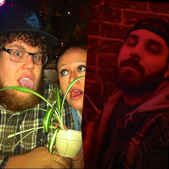 We met Hunter (right), Austin (left), and their neighbor and bingo sidekick Mallory, at Goosetown Tavern during Bingo night last week.  Austin and Hunter were college roommates at CU Boulder and now they and neighbor Mallory reside in the Congress Park neighborhood in Denver. Hunter started growing his awesome beard during No Shave November last month, and it has grown into a fantastic Decem-beard. Austin began growing his Amish-like beard a year and a half ago, and his beard has been inspired by mystical/magical direction, as he swears he sucked on a dying unicorn's horn and its last wish was for Austin to grow an Amish beard, so, naturally, he obliged (you can't turn down a dying unicorn's last wish, after all). In addition, Austin, who grew up in Southern California but was born in Colorado, swears the unicorn presented him with a bouquet of lilies, a packet of glitter, and a lifetime supply of pink and purple Nerds, not to mention blessed him with 7 fortunes in 2013, which one, obviously, is to grow an amazing beard. We're not sure what the whole truth is, but we can vouch that both of their beards were awesome.  And next time at Bingo, they're sure to win!