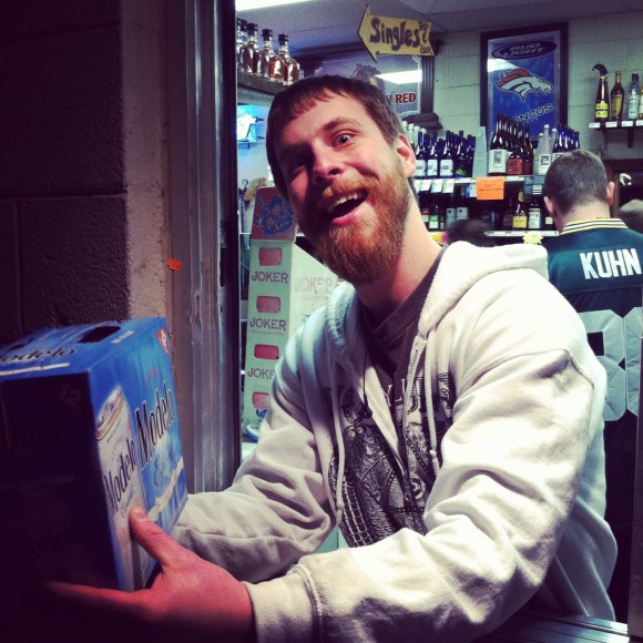Nothing better than getting Modelo via drive through (God bless Merica!) and having this sweet beard serve it to you! Zazzy's been growing this beaut for 2 months. When asked what he loves about it he said, "Everything--the warmth, the compliments. I love it all". We asked him where this beard originated from and he said "up the street". You can't get more local than that. Zazzy's a big fan of facial hair and looks forward to celebrating all winter long. He informed us some pretty important upcoming holidays. First there was Movember, now Decembeard, next is Manuary and then Februhairy. This winter's looking up!