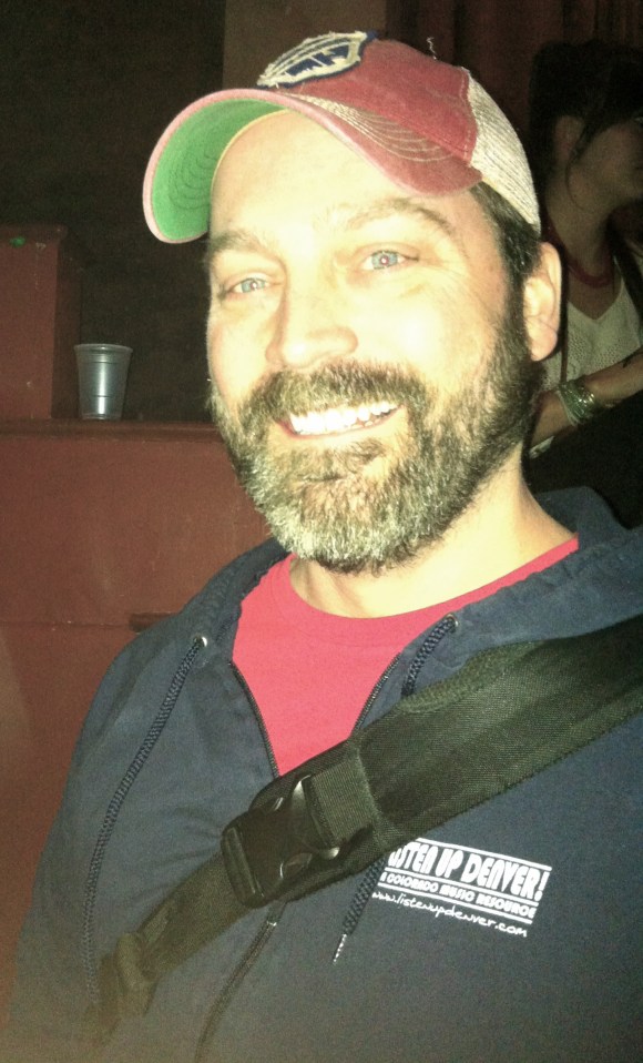 The ladies of Beards of Denver love catching live music in town, and recently when waiting to see the amazing band Pickwick play at the Bluebird theatre, we were lucky enough to meet Tim and admire his fantastic beard. Tim was not only at the show to enjoy the music, he was also covering it for the wonderful music website Listen Up Denver! TIm has been in Colorado 13 years, the past 10 in Denver, and he has also kept his beard the past 10 years (we, of course, think the correlation of beard growth and Denver residence is more than just a coincidence!) Tim's wife loves his beard, as does their seven week old daughter, Story. Already such good taste at such a young age! Tim and his beard also are contributing to building the local music scene in Denver; he helps organize the Soulfax Sessions at Park House, which are weekly free music nights on Thursdays at Park House. Be sure to check that out and say hi to Tim while you're at it!